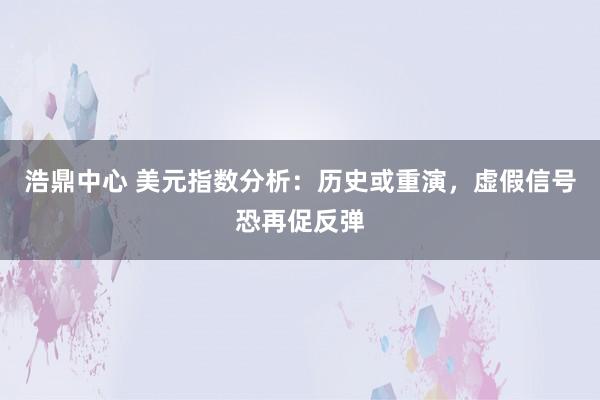 浩鼎中心 美元指数分析：历史或重演，虚假信号恐再促反弹