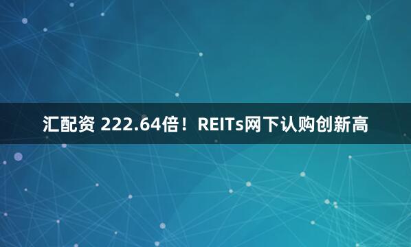 汇配资 222.64倍！REITs网下认购创新高