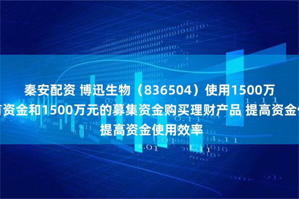 秦安配资 博迅生物（836504）使用1500万元的自有资金和1500万元的募集资金购买理财产品 提高资金使用效率